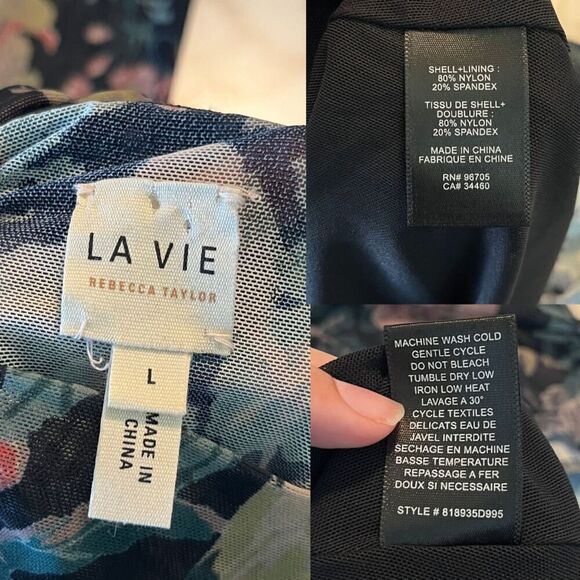 Rebecca Taylor La Vie Women's Size L Faded Garden Mesh Foral Mini Pullover Dress - Picture 4 of 15